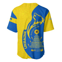 Ukraine Christmas Baseball Jersey with Howling Wolf Sunflower Tree and Traditional Ornament Design - Wonder Print Shop