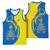 Ukraine Christmas Basketball Jersey with Howling Wolf Sunflower Tree and Traditional Ornament Design - Wonder Print Shop