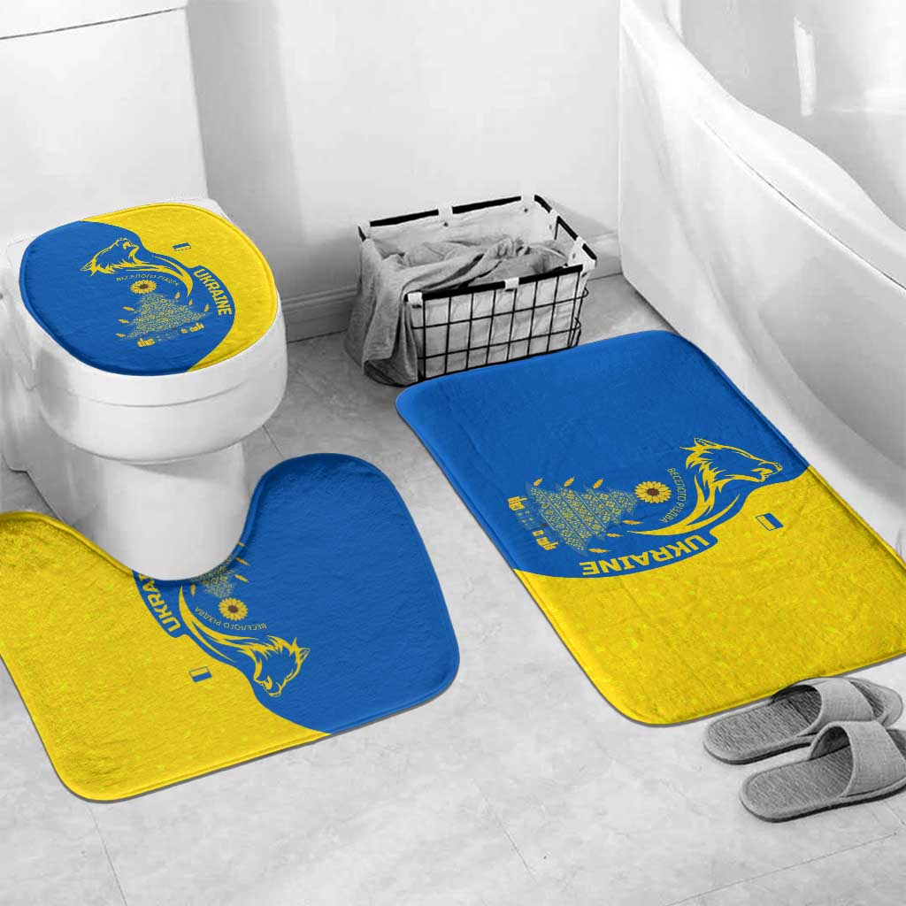 Ukraine Christmas Bathroom Set with Howling Wolf Sunflower Tree and Traditional Ornament Design - Wonder Print Shop