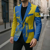 Ukraine Christmas Blazer with Howling Wolf Sunflower Tree and Traditional Ornament Design - Wonder Print Shop