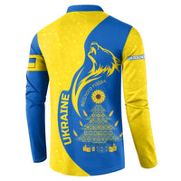 Ukraine Christmas Button Sweatshirt with Howling Wolf Sunflower Tree and Traditional Ornament Design - Wonder Print Shop