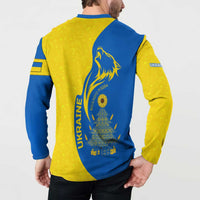 Ukraine Christmas Button Sweatshirt with Howling Wolf Sunflower Tree and Traditional Ornament Design - Wonder Print Shop