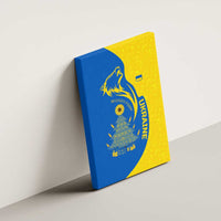 Ukraine Christmas Canvas Wall Art with Howling Wolf Sunflower Tree and Traditional Ornament Design - Wonder Print Shop