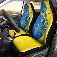 Ukraine Christmas Car Seat Cover with Howling Wolf Sunflower Tree and Traditional Ornament Design - Wonder Print Shop