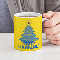 Ukraine Christmas Ceramic Mug with Howling Wolf Sunflower Tree and Traditional Ornament Design - Wonder Print Shop