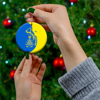 Ukraine Christmas Ceramic Ornament with Howling Wolf Sunflower Tree and Traditional Ornament Design - Wonder Print Shop