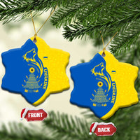 Ukraine Christmas Ceramic Ornament with Howling Wolf Sunflower Tree and Traditional Ornament Design - Wonder Print Shop
