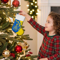 Ukraine Christmas Stocking with Howling Wolf Sunflower Tree and Traditional Ornament Design - Wonder Print Shop