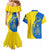 Ukraine Christmas Couples Matching Mermaid Dress and Hawaiian Shirt with Howling Wolf Sunflower Tree and Traditional Ornament Design - Wonder Print Shop