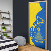 Ukraine Christmas Door Cover with Howling Wolf Sunflower Tree and Traditional Ornament Design - Wonder Print Shop