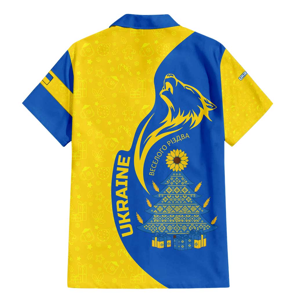 Ukraine Christmas Family Matching Mermaid Dress and Hawaiian Shirt with Howling Wolf Sunflower Tree and Traditional Ornament Design - Wonder Print Shop