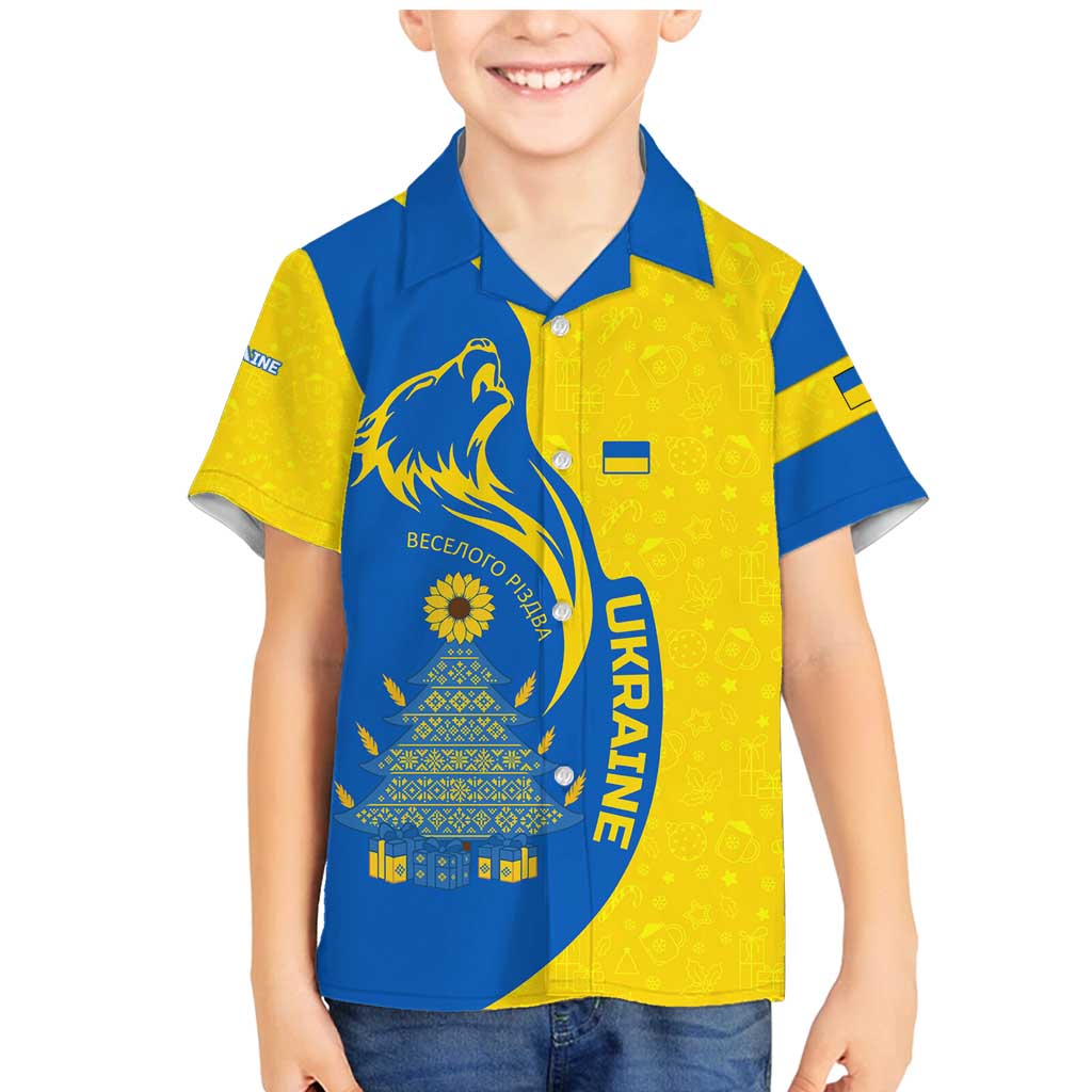 Ukraine Christmas Family Matching Mermaid Dress and Hawaiian Shirt with Howling Wolf Sunflower Tree and Traditional Ornament Design - Wonder Print Shop