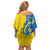 Ukraine Christmas Family Matching Off Shoulder Short Dress and Hawaiian Shirt with Howling Wolf Sunflower Tree and Traditional Ornament Design - Wonder Print Shop
