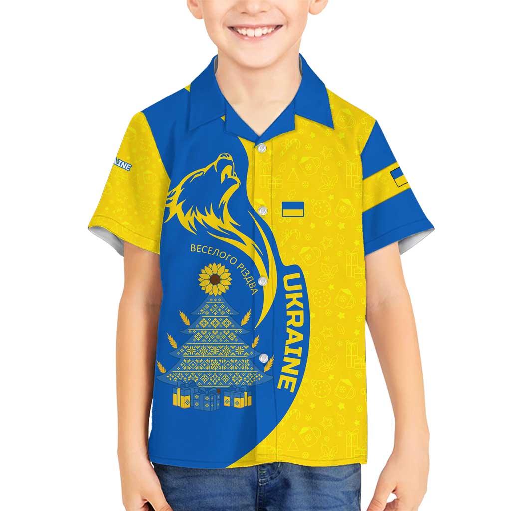 Ukraine Christmas Family Matching Puletasi and Hawaiian Shirt with Howling Wolf Sunflower Tree and Traditional Ornament Design - Wonder Print Shop