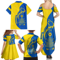 Ukraine Christmas Family Matching Summer Maxi Dress and Hawaiian Shirt with Howling Wolf Sunflower Tree and Traditional Ornament Design - Wonder Print Shop