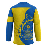 Ukraine Christmas Hockey Jersey with Howling Wolf Sunflower Tree and Traditional Ornament Design - Wonder Print Shop