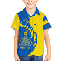 Ukraine Christmas Kid Hawaiian Shirt with Howling Wolf Sunflower Tree and Traditional Ornament Design - Wonder Print Shop
