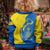Ukraine Christmas Kid Ugly Christmas Sweater with Howling Wolf Sunflower Tree and Traditional Ornament Design - Wonder Print Shop