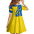 Ukraine Christmas Kid Short Sleeve Dress with Howling Wolf Sunflower Tree and Traditional Ornament Design - Wonder Print Shop