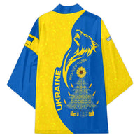 Ukraine Christmas Kimono with Howling Wolf Sunflower Tree and Traditional Ornament Design - Wonder Print Shop