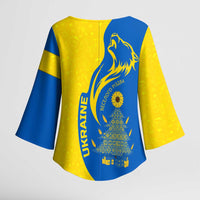 Ukraine Christmas Kimono Sleeve Blouse with Howling Wolf Sunflower Tree and Traditional Ornament Design - Wonder Print Shop