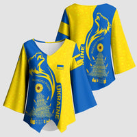 Ukraine Christmas Kimono Sleeve Blouse with Howling Wolf Sunflower Tree and Traditional Ornament Design - Wonder Print Shop