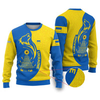 Ukraine Christmas Ugly Christmas Sweater with Howling Wolf Sunflower Tree and Traditional Ornament Design - Wonder Print Shop