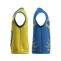 Ukraine Christmas Knitted V-Neck Vest with Howling Wolf Sunflower Tree and Traditional Ornament Design - Wonder Print Shop