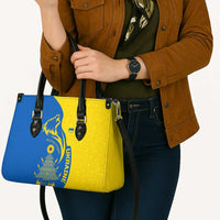 Ukraine Christmas Leather Bag with Howling Wolf Sunflower Tree and Traditional Ornament Design - Wonder Print Shop