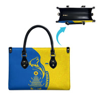 Ukraine Christmas Leather Bag with Howling Wolf Sunflower Tree and Traditional Ornament Design - Wonder Print Shop