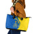 Ukraine Christmas Leather Tote Bag with Howling Wolf Sunflower Tree and Traditional Ornament Design - Wonder Print Shop