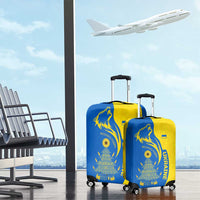 Ukraine Christmas Luggage Cover with Howling Wolf Sunflower Tree and Traditional Ornament Design - Wonder Print Shop