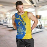 Ukraine Christmas Men Tank Top with Howling Wolf Sunflower Tree and Traditional Ornament Design - Wonder Print Shop