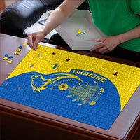 Ukraine Christmas Puzzle with Howling Wolf Sunflower Tree and Traditional Ornament Design - Wonder Print Shop