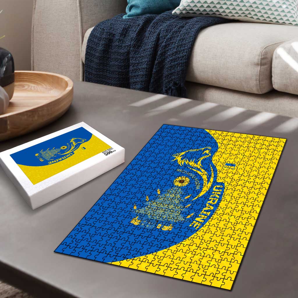 Ukraine Christmas Puzzle with Howling Wolf Sunflower Tree and Traditional Ornament Design - Wonder Print Shop