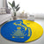 Ukraine Christmas Round Carpet with Howling Wolf Sunflower Tree and Traditional Ornament Design - Wonder Print Shop