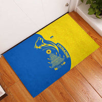Ukraine Christmas Rubber Doormat with Howling Wolf Sunflower Tree and Traditional Ornament Design - Wonder Print Shop