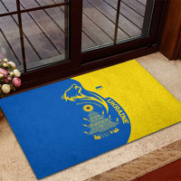 Ukraine Christmas Rubber Doormat with Howling Wolf Sunflower Tree and Traditional Ornament Design - Wonder Print Shop
