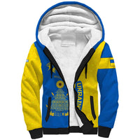 Ukraine Christmas Sherpa Hoodie with Howling Wolf Sunflower Tree and Traditional Ornament Design - Wonder Print Shop