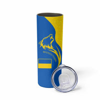 Ukraine Christmas Skinny Tumbler with Howling Wolf Sunflower Tree and Traditional Ornament Design - Wonder Print Shop