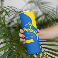 Ukraine Christmas Skinny Tumbler with Howling Wolf Sunflower Tree and Traditional Ornament Design - Wonder Print Shop