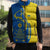 Ukraine Christmas Sleeveless Puffer Jacket with Howling Wolf Sunflower Tree and Traditional Ornament Design - Wonder Print Shop