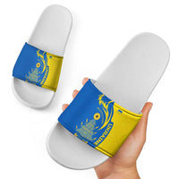 Ukraine Christmas Slide Sandals with Howling Wolf Sunflower Tree and Traditional Ornament Design - Wonder Print Shop