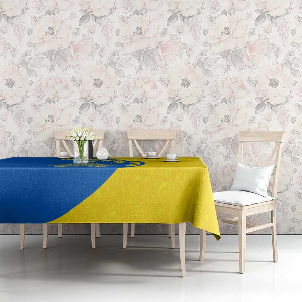 Ukraine Christmas Tablecloth with Howling Wolf Sunflower Tree and Traditional Ornament Design - Wonder Print Shop