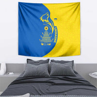 Ukraine Christmas Tapestry with Howling Wolf Sunflower Tree and Traditional Ornament Design - Wonder Print Shop