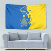 Ukraine Christmas Tapestry with Howling Wolf Sunflower Tree and Traditional Ornament Design - Wonder Print Shop