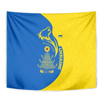 Ukraine Christmas Tapestry with Howling Wolf Sunflower Tree and Traditional Ornament Design - Wonder Print Shop