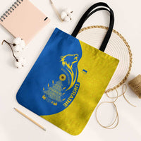 Ukraine Christmas Tote Bag with Howling Wolf Sunflower Tree and Traditional Ornament Design - Wonder Print Shop