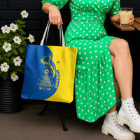 Ukraine Christmas Tote Bag with Howling Wolf Sunflower Tree and Traditional Ornament Design - Wonder Print Shop