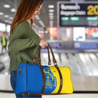 Ukraine Christmas Travel Bag with Howling Wolf Sunflower Tree and Traditional Ornament Design - Wonder Print Shop